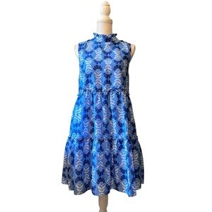 J. Marie Blue Sleeveless Tiered Midi Dress with Floral Print Size Small NWOT